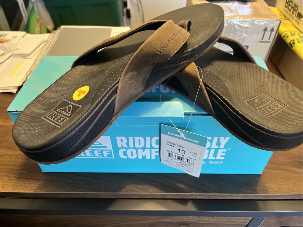 Reef Men's Cushion Spring Flip Flop Comfort, Brown *NEW*