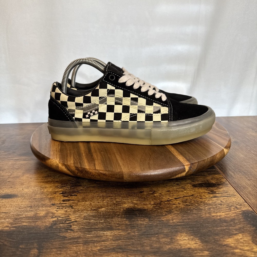 Vans Old Skool Glow In The Dark Checkered Skate Pop Cush Gum Bottom Men’s Sz 7