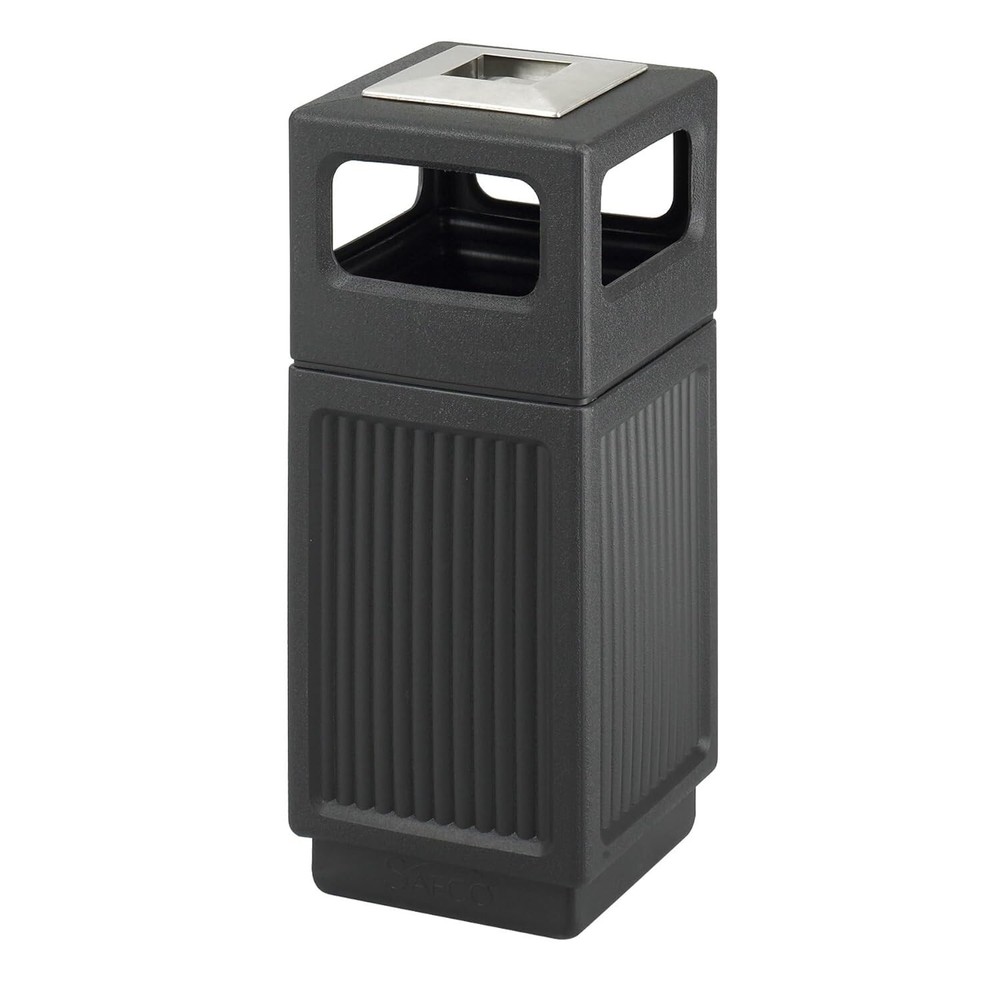Durable Indoor/Outdoor 30-Gallon Trash Can with Built-In Ash Urn - Black