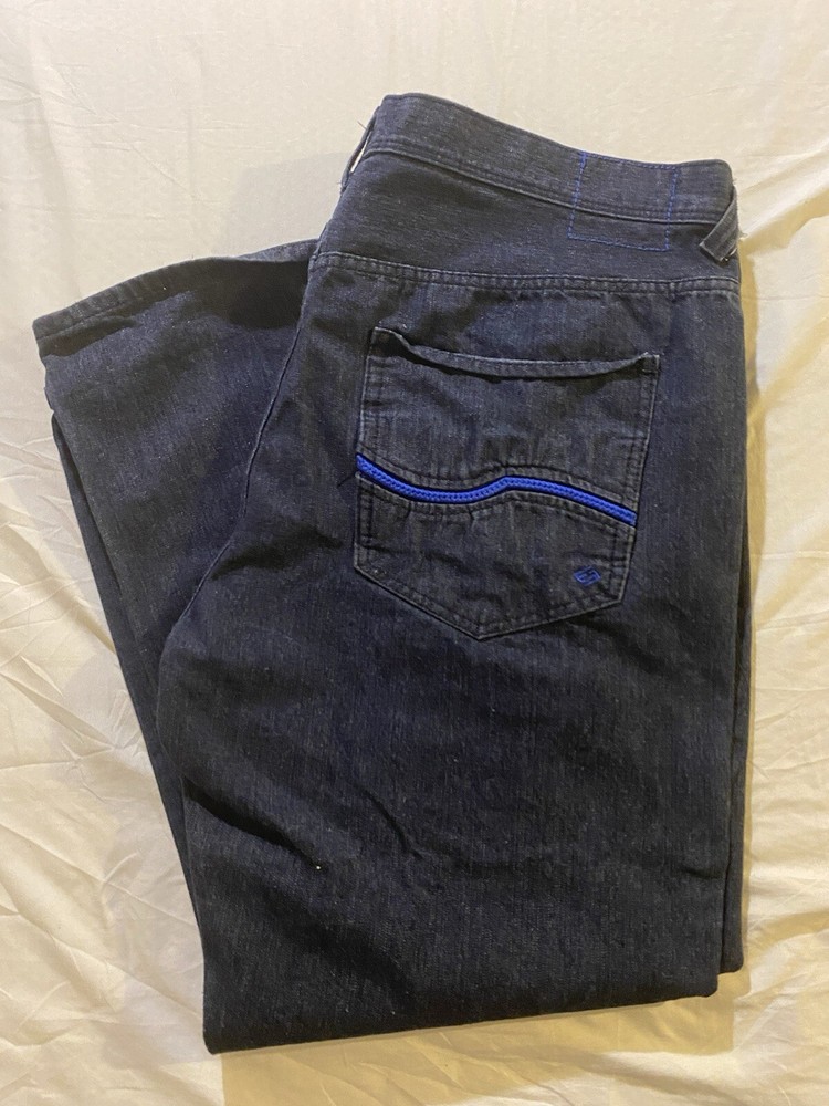 Retro Y2K Enyce Men’s 46 Wide Leg Baggy Hip Hop 90s Denim Jeans with Embroidery