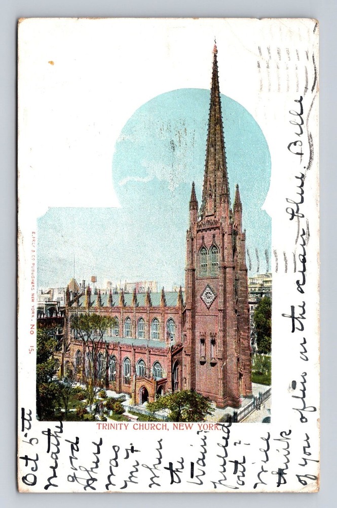 New York City NY- Trinity Church, Religion, Vintage c1904 Souvenir Postcard
