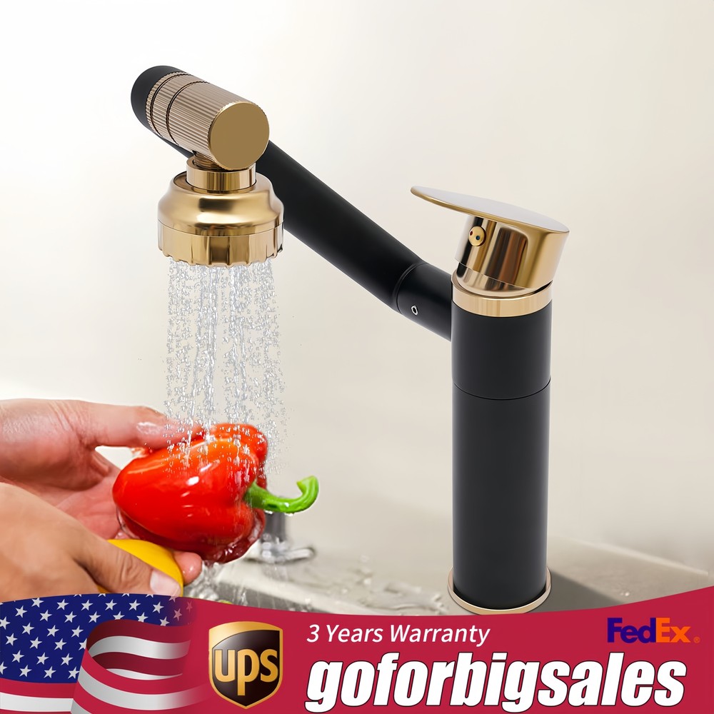 360° Swivel Single Handle Waterfall Bathroom Sink Faucet with Dual Function Mixer