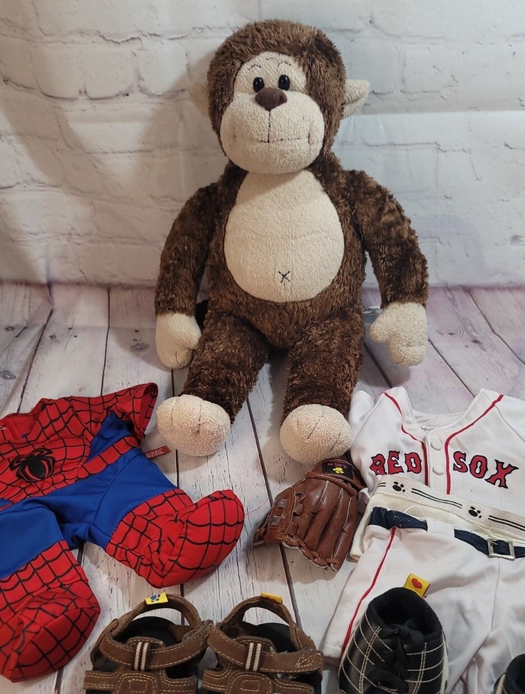 BaB Build A Bear Monkey With Outfits Spiderman And Boston Red Sox