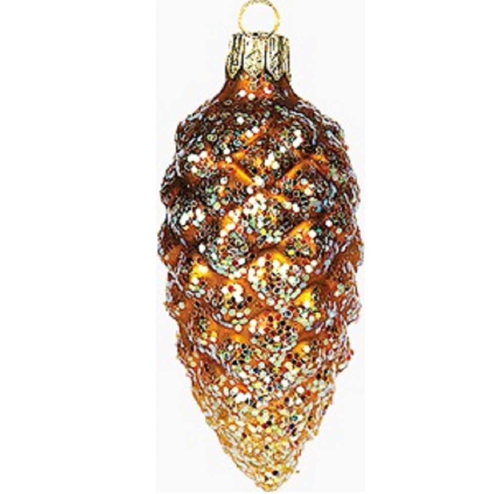 Small Pine Cone Polish Mouth Blown Glass Christmas Ornament Tree Decoration