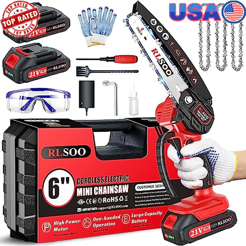 6 Inch Cordless Mini Chainsaw Lightweight Electric Wood Cutter for Gardening US