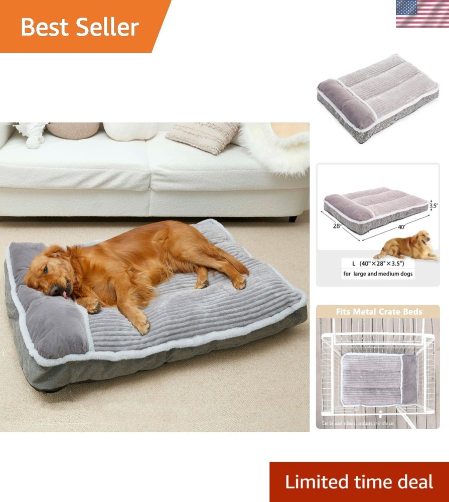 Soft Foam Rectangular Dog Bed with Pillow Design - Elevate Your Pet’s Sleep