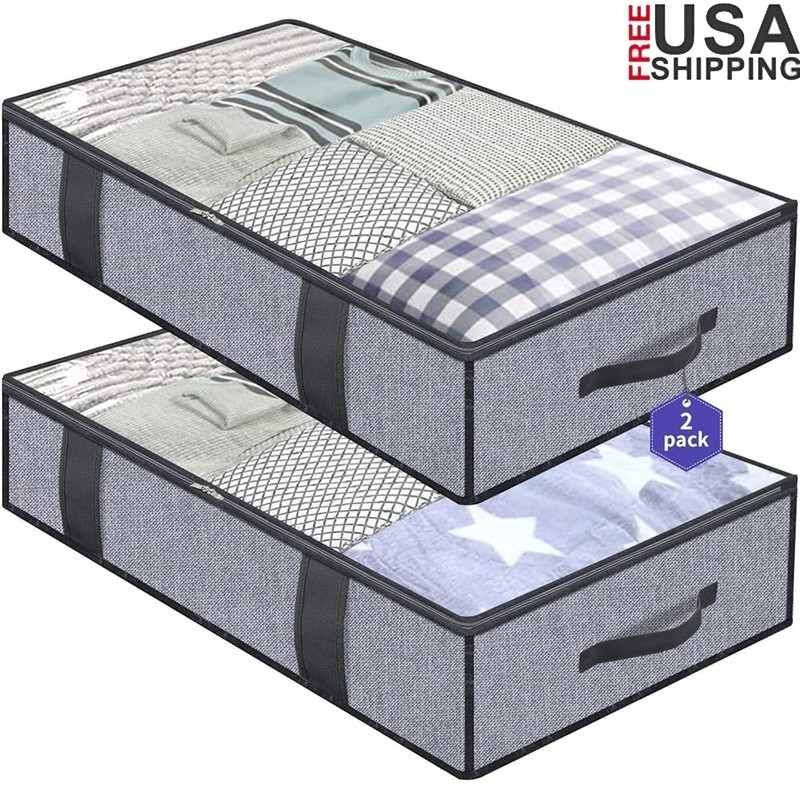 Underbed Storage Bag Durable Eco-Friendly Zippered Organizer Clothes & Blankets