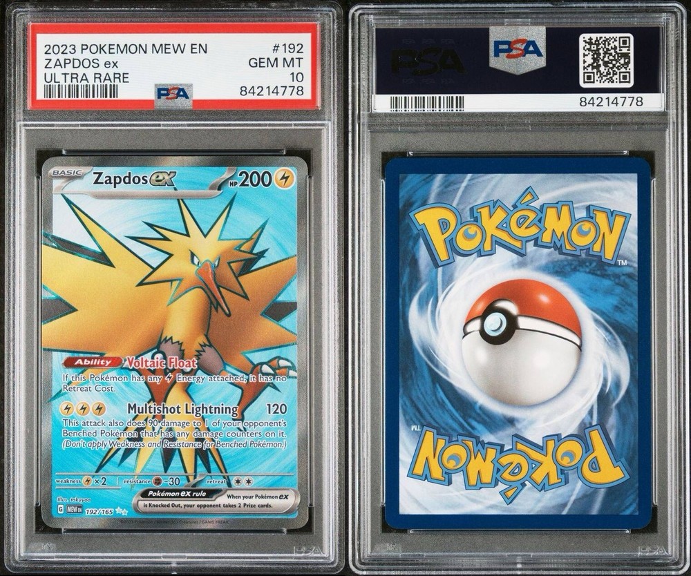 2023 POKEMON MEW EN-151 ULTRA RARE #192 ZAPDOS EX PSA 10