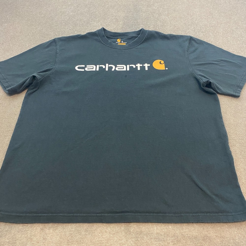 Carhartt Mens XL Black Distressed Original Fit Short Sleeve Tee Shirt