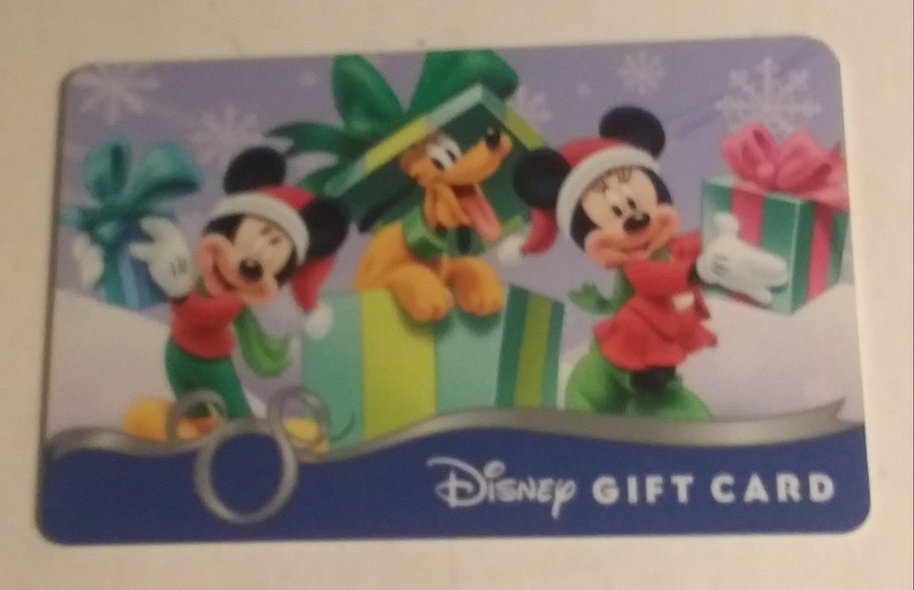 Disney Gift Card Used No Money Mickey Minnie Pluto Christmas Presents  -image