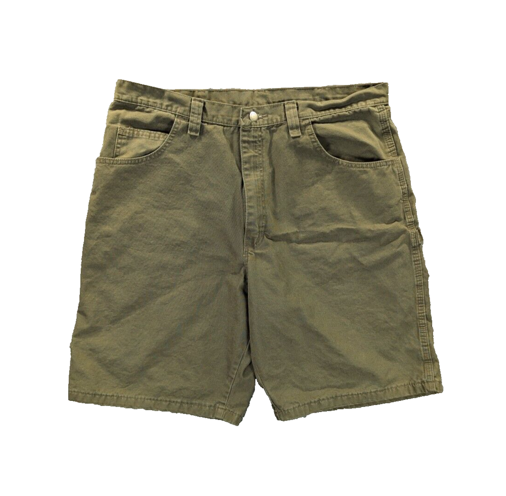 Wrangler Carpenter Shorts 38 Men's Green High-Rise 100% Cotton Canvas Workwear