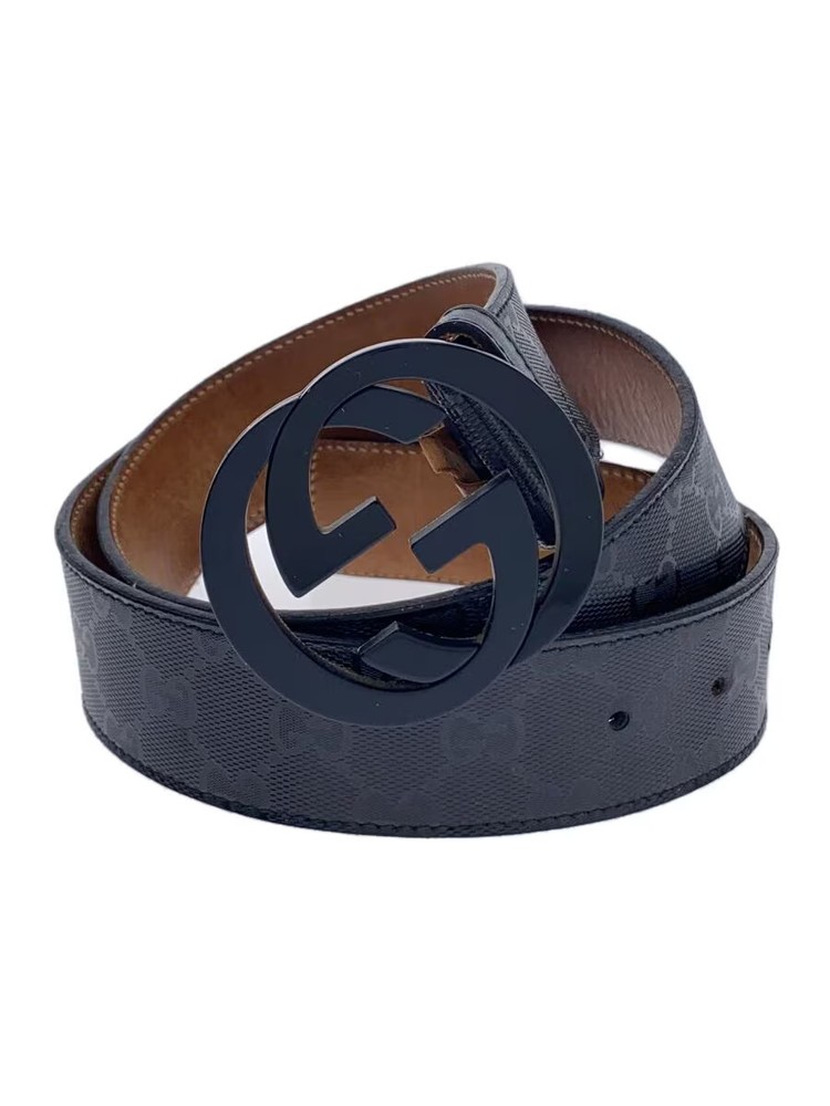 GUCCI GG Interlocking G Belt in Black Leather for Men