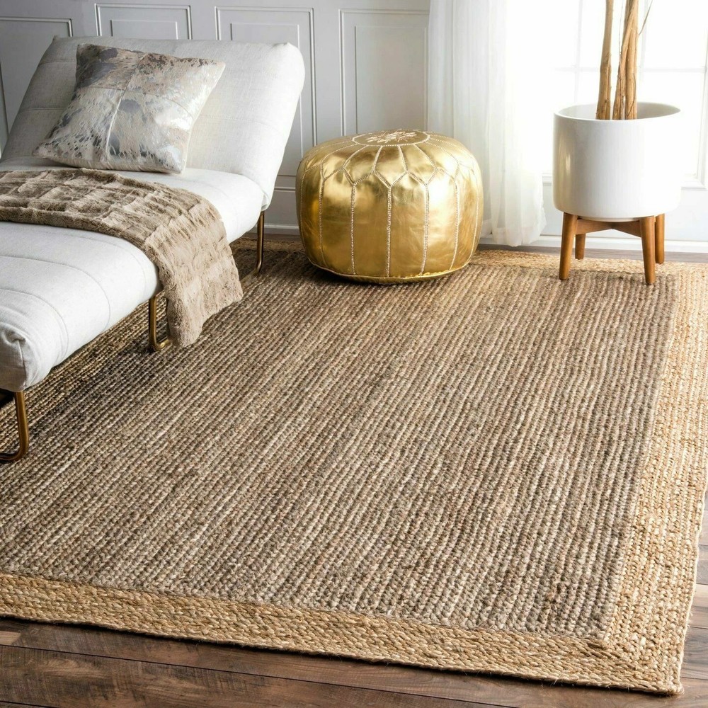 Jute Rug Braided style Reversible Area Rug Runner Modern Rustic look Carpet