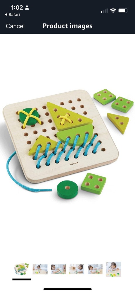 Plan Toys Wooden Lacing Board Toy for Toddlers Fine Motor Skills