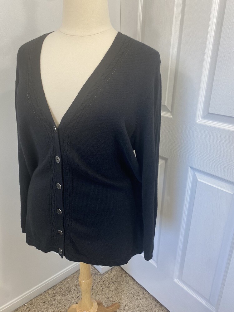 Talbots 3X Black Cardigan Romantic Bohemian Lagenlook Lightweight