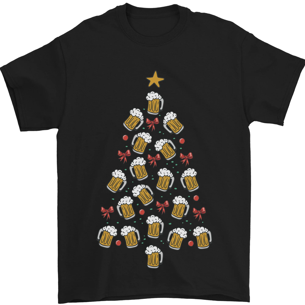 Beer Christmas Tree Mens T-Shirt 100% Cotton