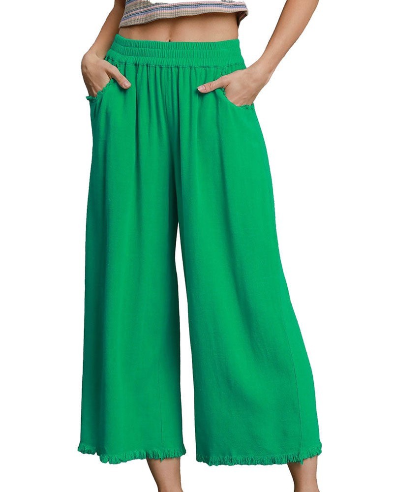 Linen Frayed Hem Pant