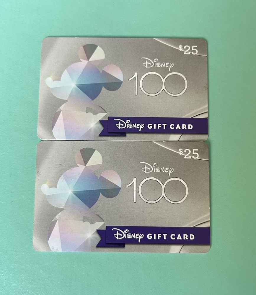Disney Gift Cards x2 Disney 100 Years Theme Zero Balance Cards Collectible