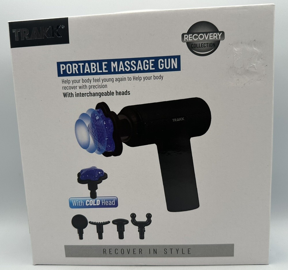 Trakk Portable Massage Gun Interchangeable Heads 6 Speed Recovery Collection New