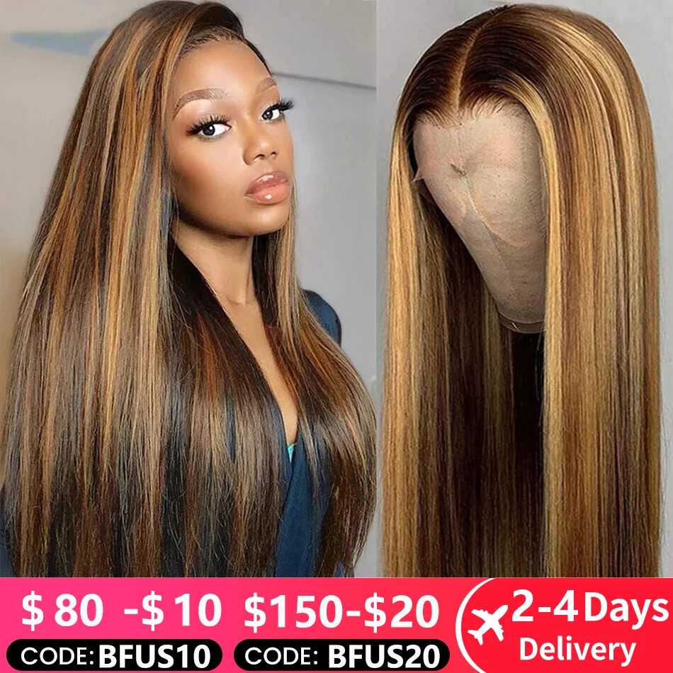 Highlight Wig Glueless Colored Lace Front Human Hair Wigs For Women Pre Plucked