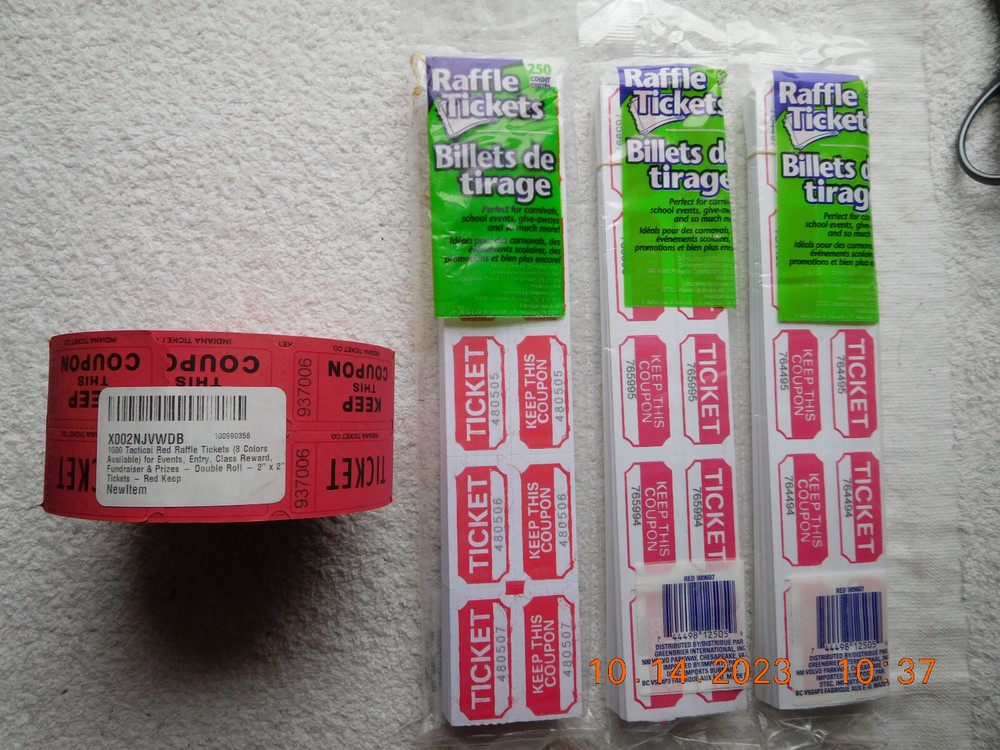 #49 RAFFLE TICKETS DOUBLE STUB 1750 TICKETS