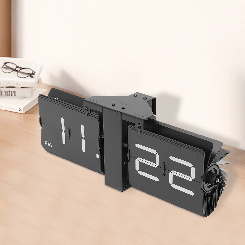 Electrical Digital Flip Clock Gray Flipping Out Wall and Tabletop Flip Clock