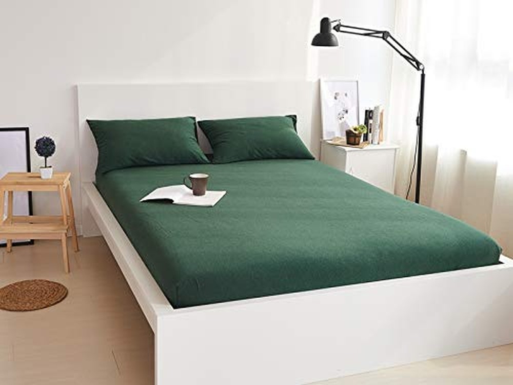 Household 100% Cotton Jersey Knit Fitted Sheet -Light Weight, Super Soft, Ext...