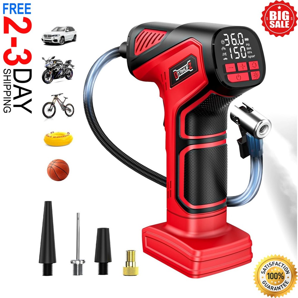 Cordless Tire Inflator Air Compressor For Milwaukee 18V Battery, 150PSI Portable