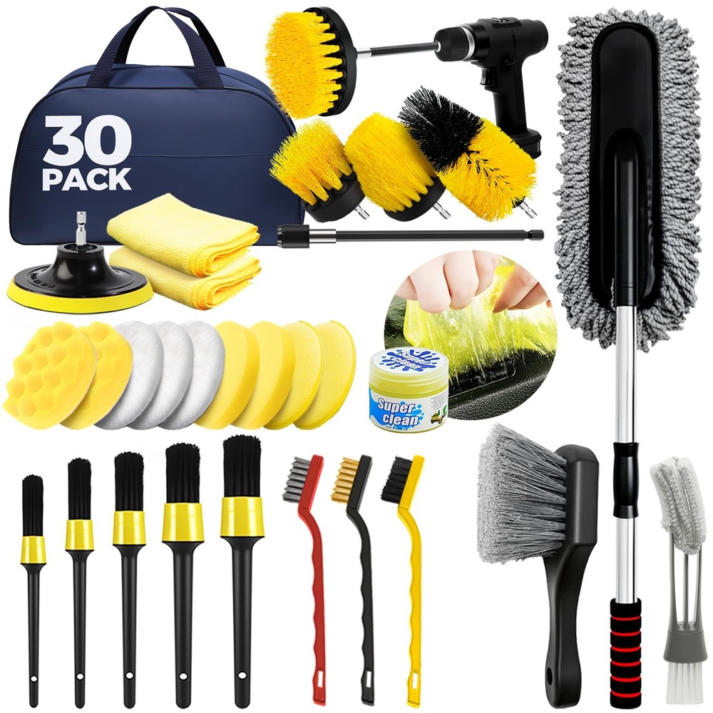 30Pcs Car Detailing Kit, Car Detailing Brush Set, Car Wash Cleaning Kit, Car ...