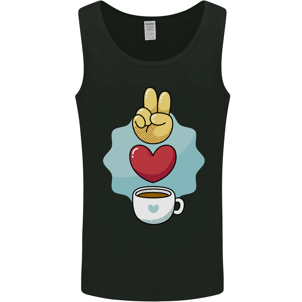 Peace Love Coffee Mens Vest Tank Top