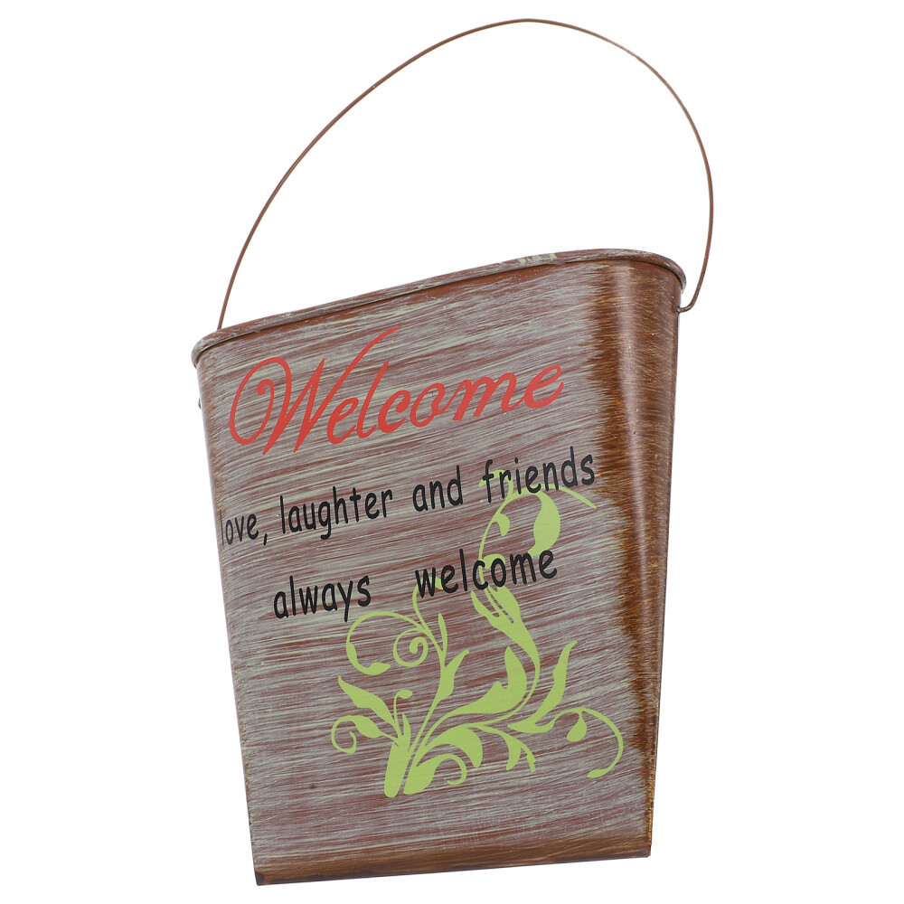 Hanging Planter Tin Flower Bucket Vintage Decoration Simple Holder