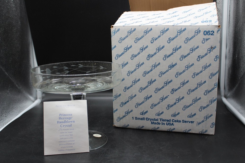 Princess House Crystal Tiered Cake Server #062 w/Original Box & Paperwork