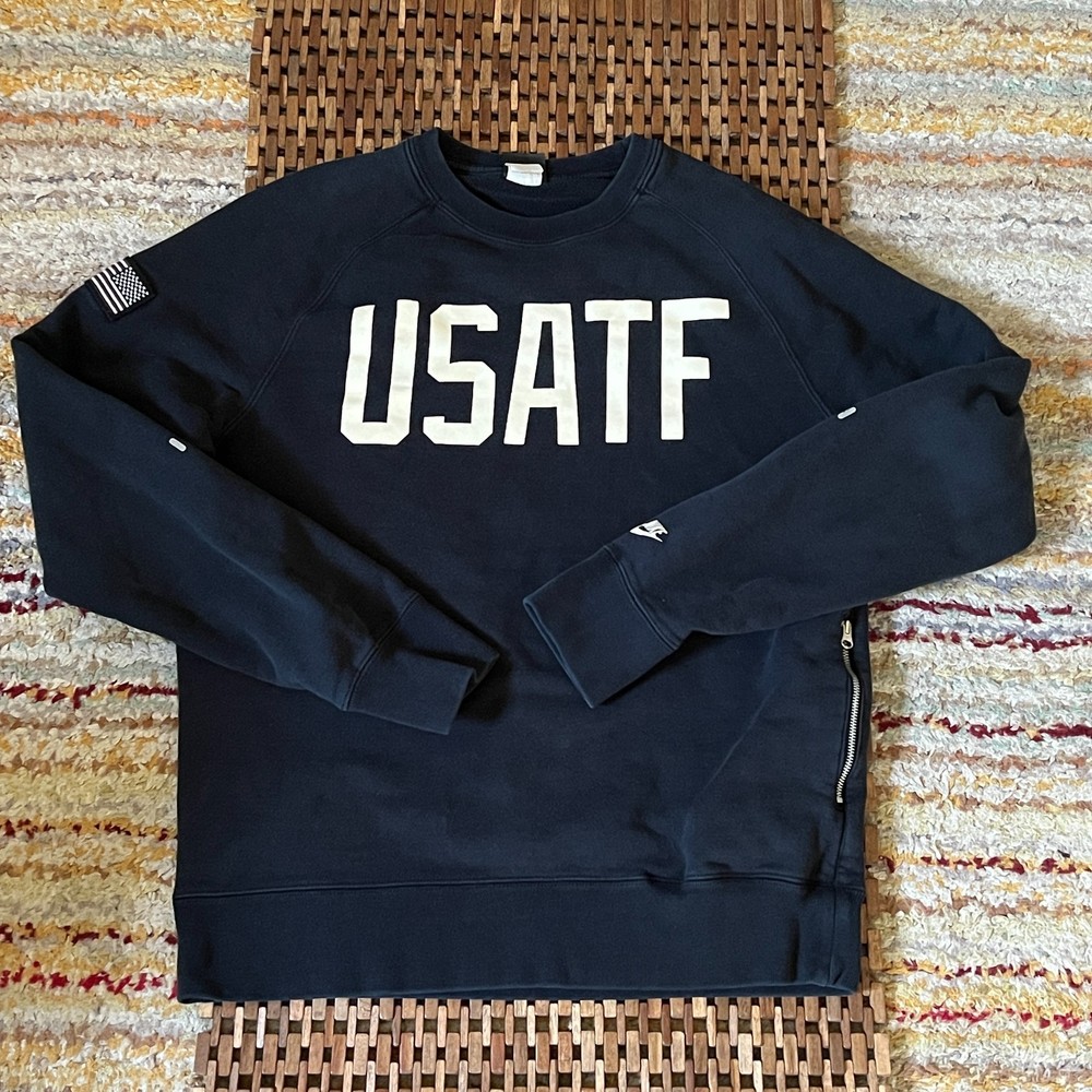 Nike USTAF Track & Field USA Patch Crew Neck Sweater Sweatshirt Black Medium M