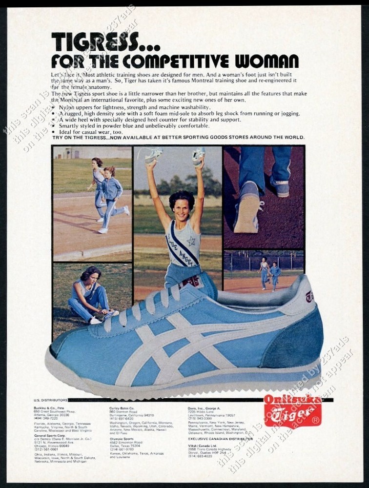 1977 Onitsuka Tiger Tigress running shoes photo vintage print ad