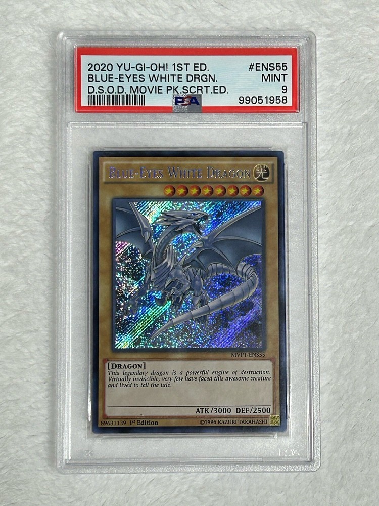 PSA 9 Mint Yugioh Blue Eyes White Dragon MVP1 1st Edition Secret Rare  