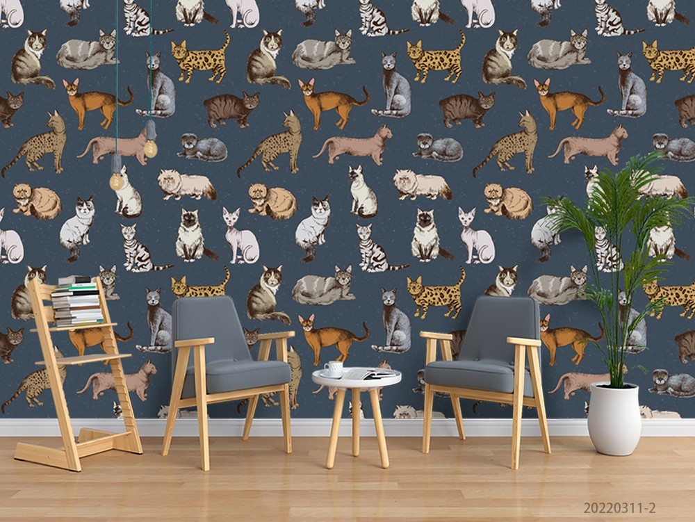 3D Animals Cat Pattern Wall Murals Wallpaper Murals Wall Sticker