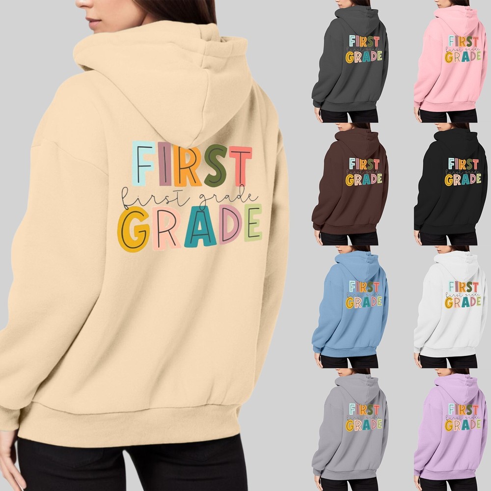 Women’s Back to School Printed Long Sleeve Zipper Top for the Season-image