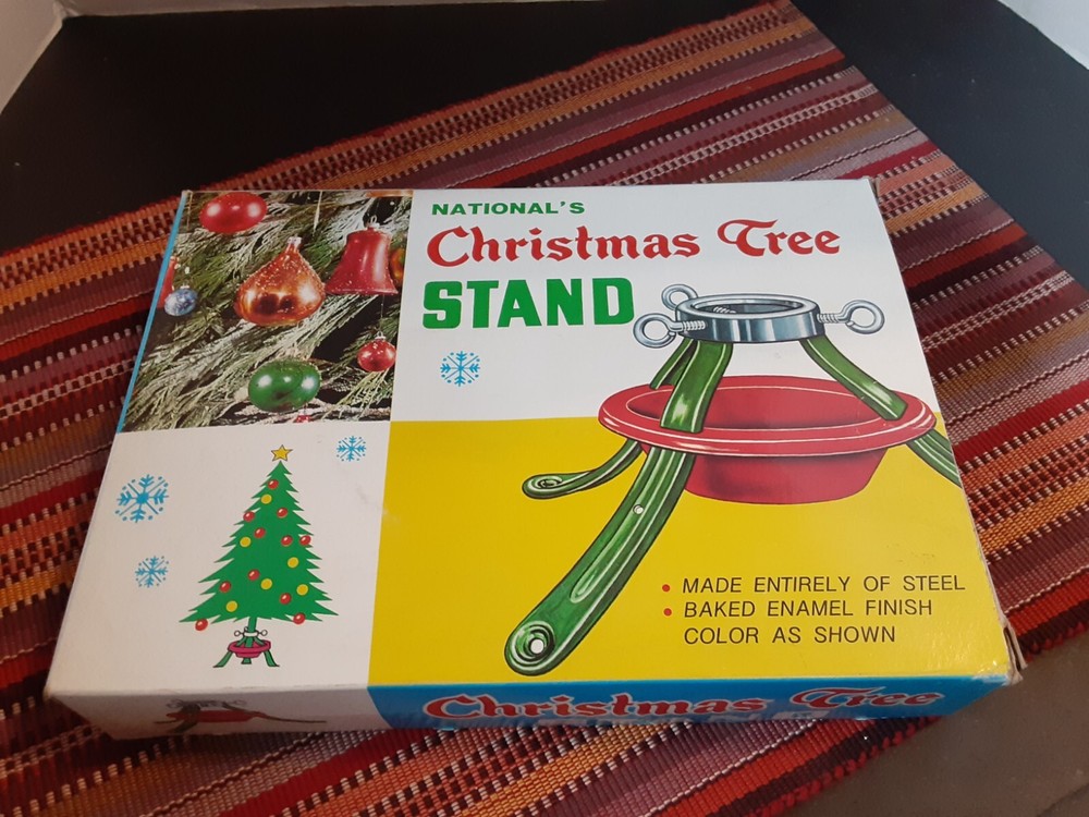 Vintage Retro Christmas Nationals Christmas Tree Stand Deluxe Original Box Good