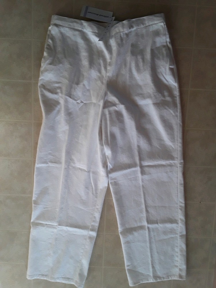 Alfred Dunner White Elastic Waist Dress Pants with Front Pockets Size 18 Brand New