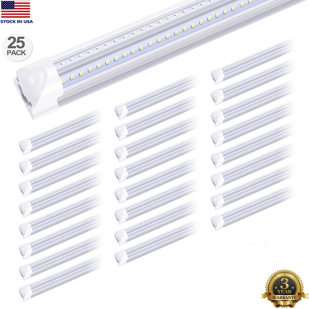 25Pack 8 Foot Led Tube Light 8FT 72W T8 Integrated 8' Led Shop Light Warehouse