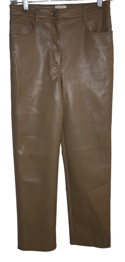 Aritzia Wilfred Melina Vegan Leather Pants Caramel Brown Size 4 Excellent Condition