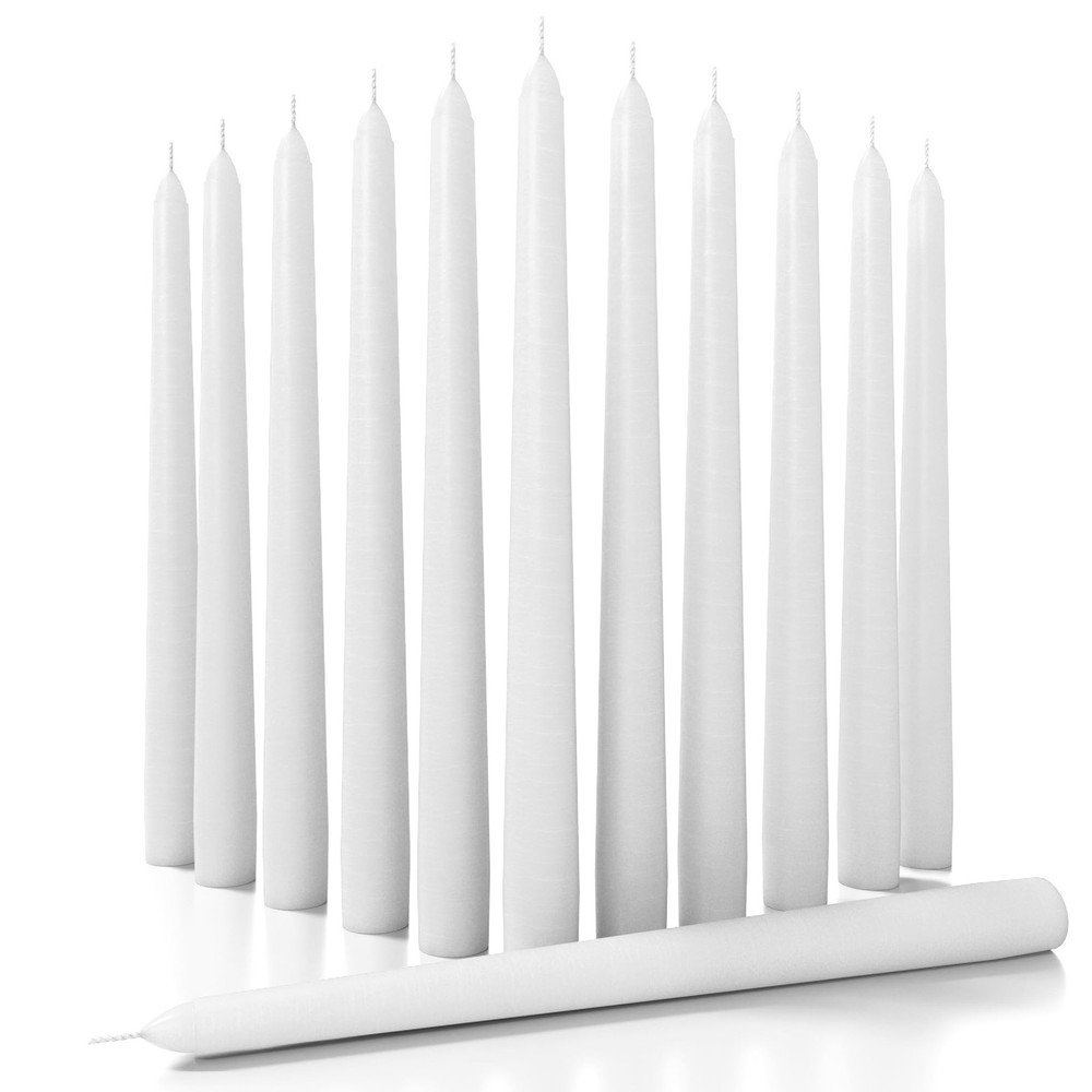 10-inch white dripless taper candles set of 12 for elegant dinners