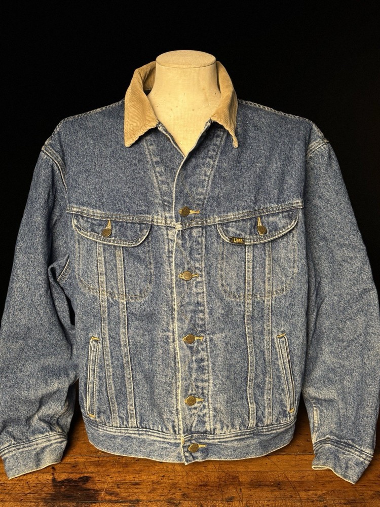 90s Lee Storm Rider Denim Trucker Jacket for Men XXL Blanket Lined Vintage EUC