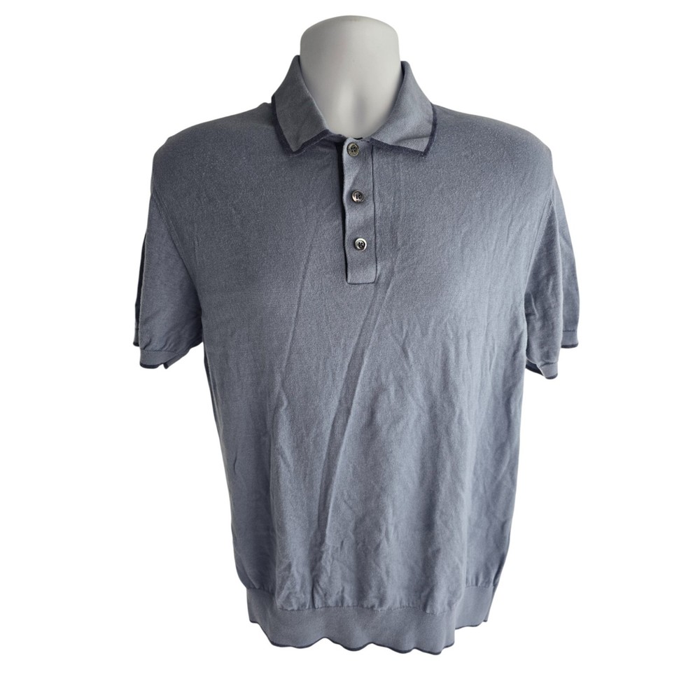 Luciano Barbera Men's Cotton Cashmere Polo Knit Shirt Sweater M Italy