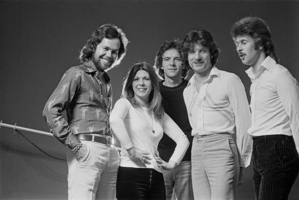 progressive rock group Renaissance posed in New York USA in May 19- Old Photo