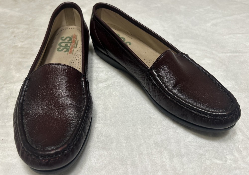 SAS Tripad Comfort Size 8 N Wine Burgundy Soft Leather Slip On Loafers Vintage