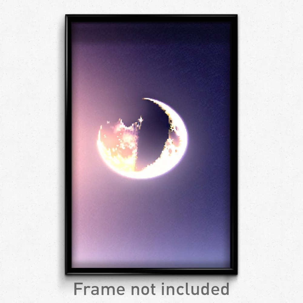 Trippy 8-Bit Pixel Art Moon Poster - Psychedelic Video Game Wall Print