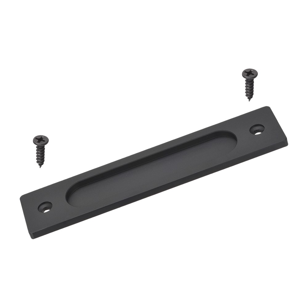 1Pcs 180mm Sliding Door Finger Handle Zinc Alloy w Screw Black Rectangle