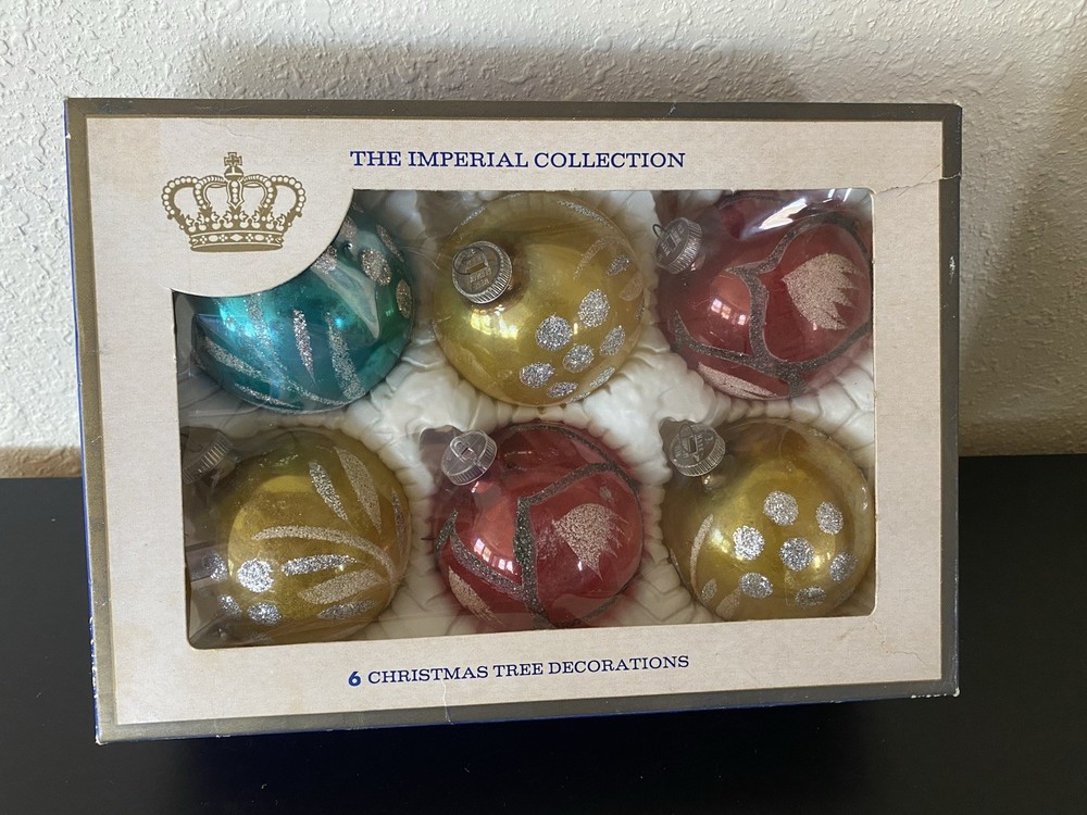 Vintage Sears Imperial Collection West Germany Glass Christmas Ornaments Balls 6