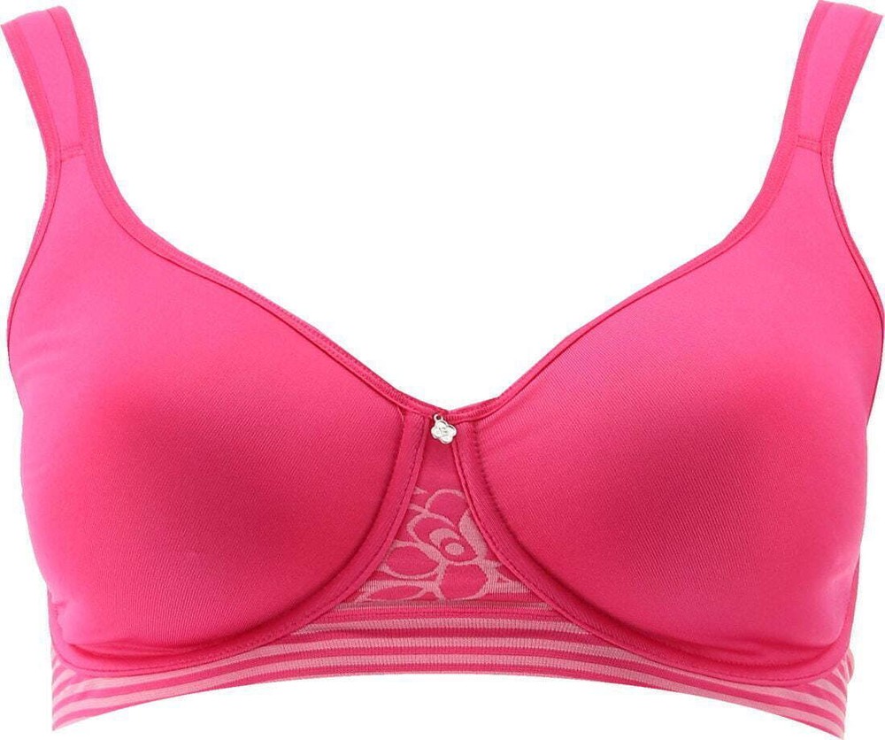 Breezies Floral Stripe Seamless Underwire T-Shirt Bra (Pink Guava, 32B) A478501
